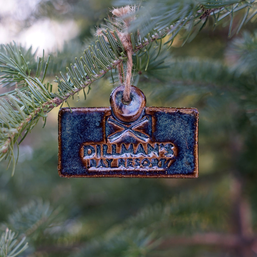 Ornament - Dillman's Bay Resort - Rectangle in Blue/Brown